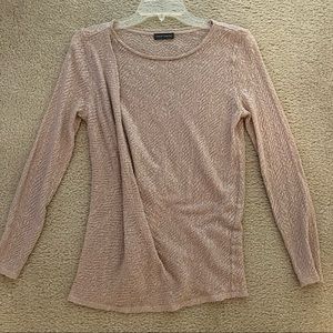 Vince Camuto Long Sleeve Blouse Burnout Print Draped Top